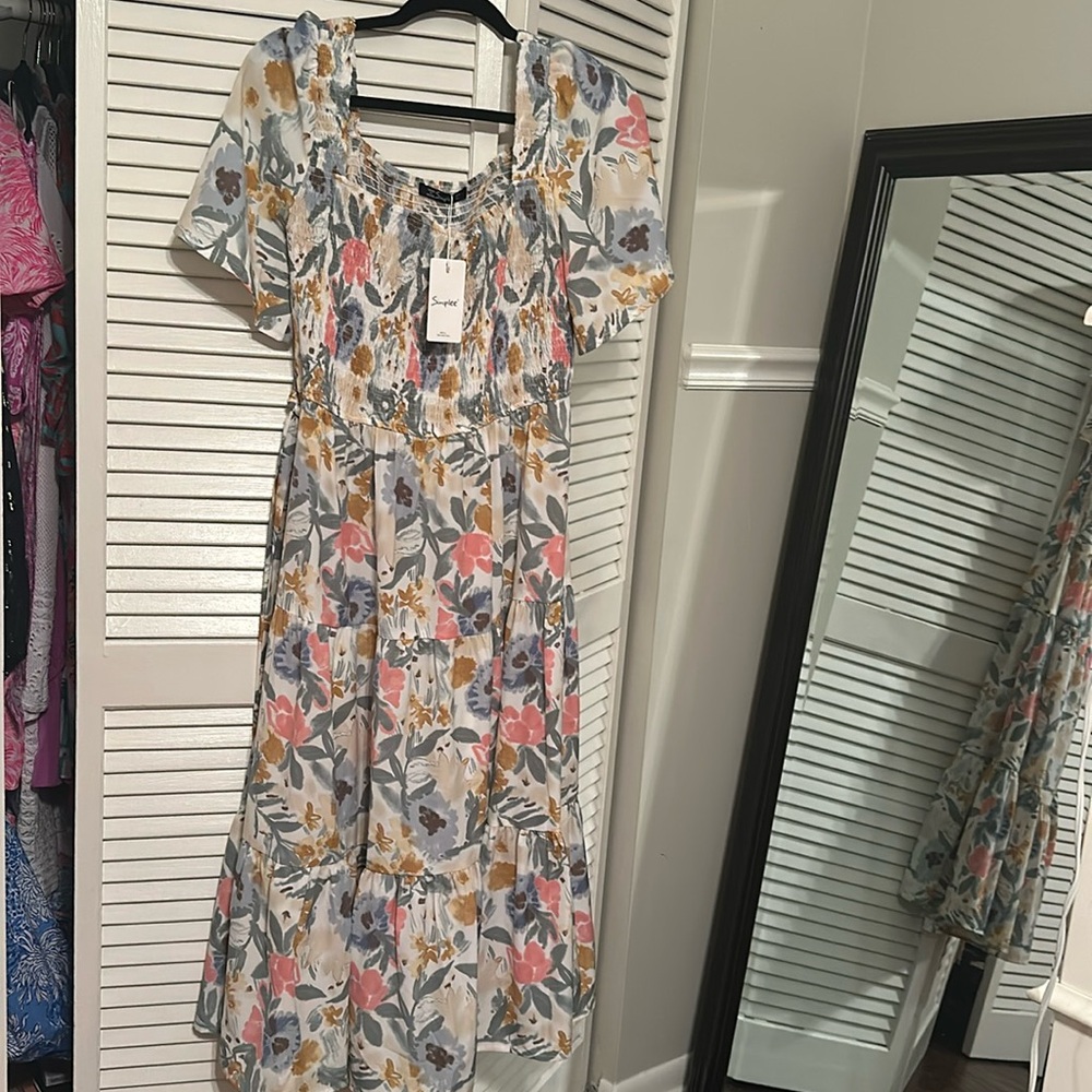 Amazon Smocked floral dress size XL